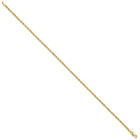14K 10 inch 2mm Diamond-cut Rope with Lobster Clasp Anklet-016L-10