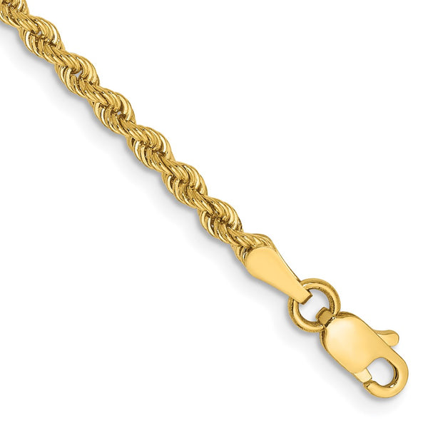 14K 9 inch 2.5mm Regular Rope with Lobster Clasp Anklet-018S-9
