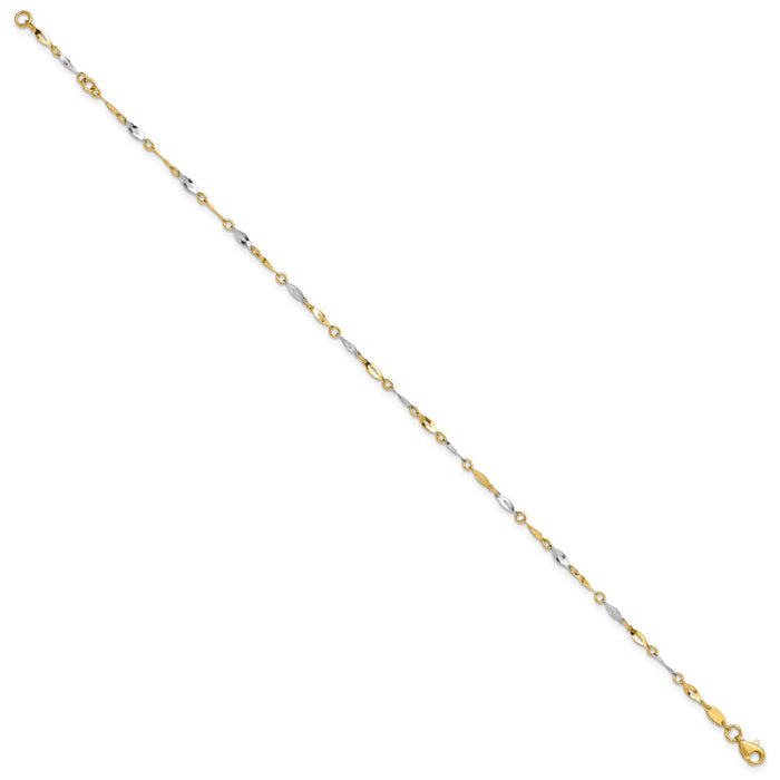 10k Two-Tone Polished 9in Plus 1in ext. Anklet-10ANK280-10
