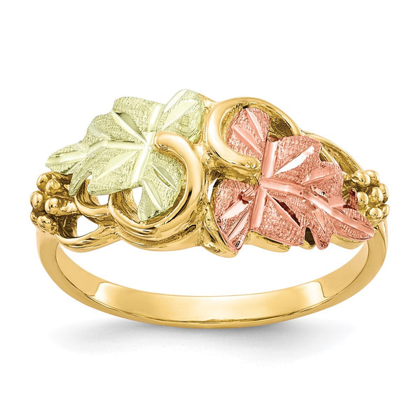 10k Tri-color Black Hills Gold Flower Ring-10BH664