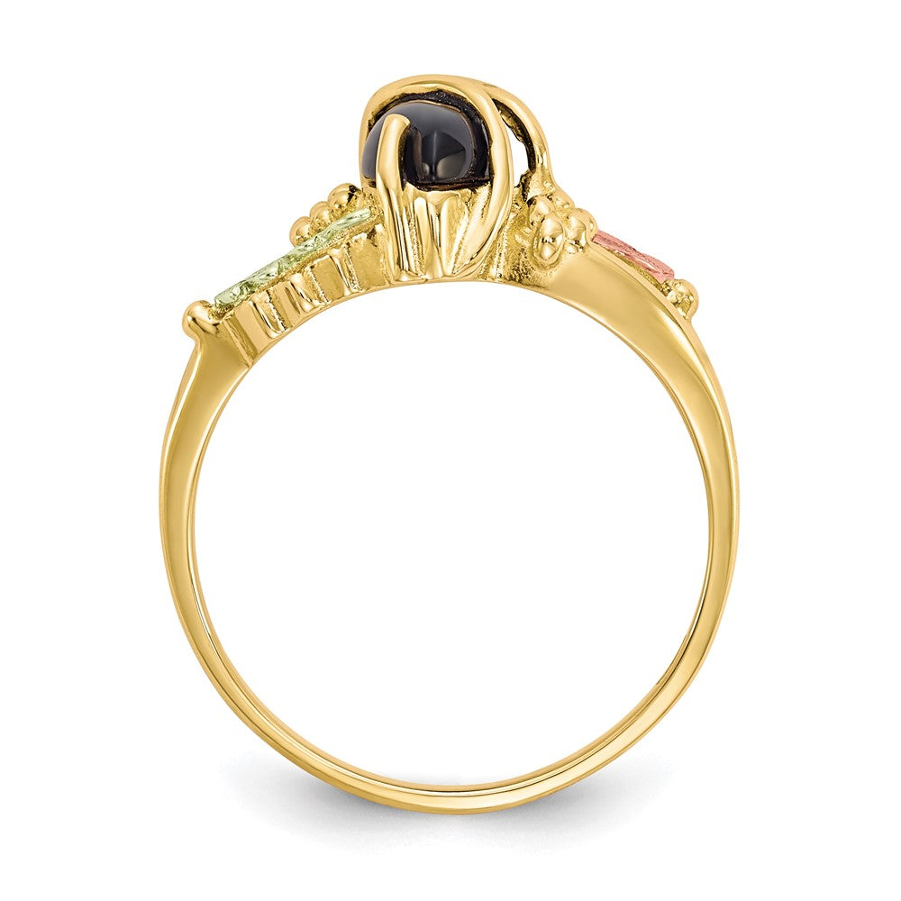 10k Tri-color Black Hills Gold Onyx Ring-10BH669