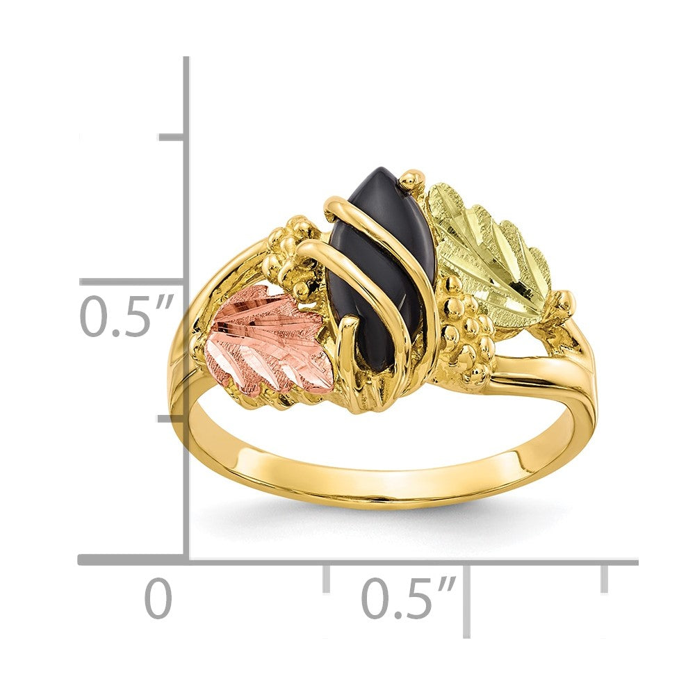 10k Tri-color Black Hills Gold Onyx Ring-10BH669