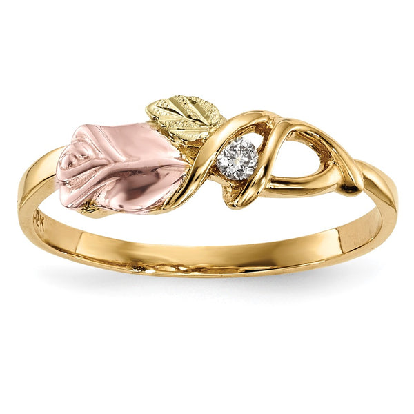 10k Tri-Color Black Hills Gold Diamond Ring-10BH702