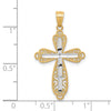 10K w/ Rhodium Diamond-Cut Cross Pendant-10C1127