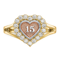 10k Two-tone with White Rhodium Sweet 15 CZ Heart Ring-10C1220