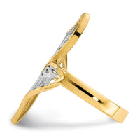 10K w/Rhodium Diamond-Cut Filigree Ring-10C1263