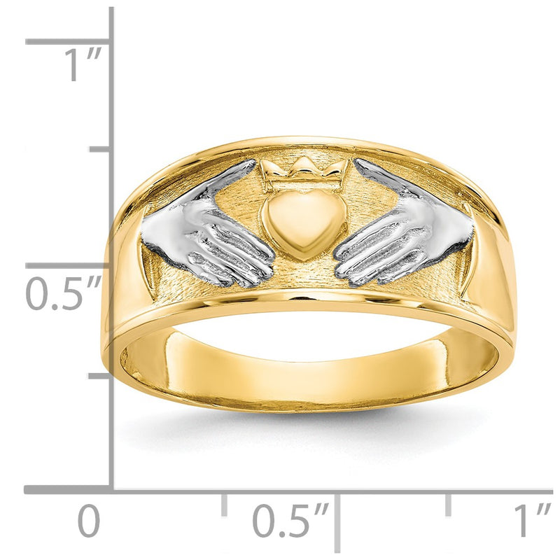 10k & Rhodium Men's Claddagh Ring-10C1269
