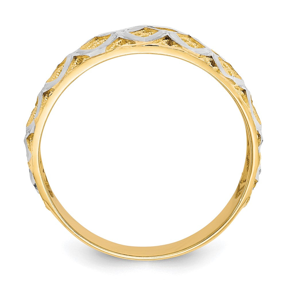 10K w/Rhodium Diamond-Cut Filigree Ring-10C1263