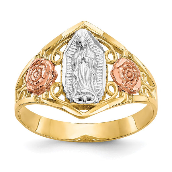 10k Two-tone & Rhodium Our Lady of Guadalupe Ring-10C1288