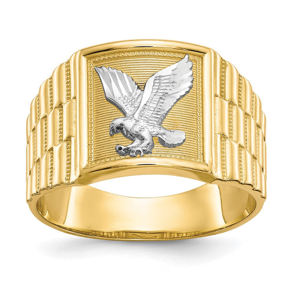 10k & Rhodium Men's Eagle Ring-10C1295
