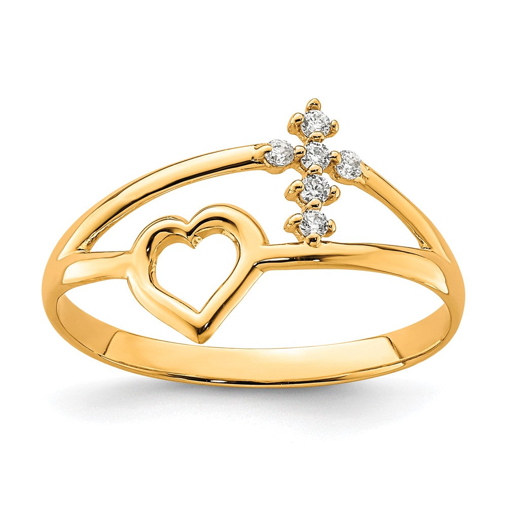 10K Heart And Cross CZ Ring-10C1379