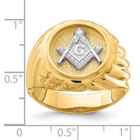 10k Two-tone Men's Polished and Textured Masonic Ring-10C1423