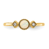 10K Polished CZ and Opal Ring-10C1507