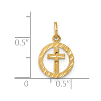 10k Solid Flat-Backed Cross in Circle for Eternal Life Charm-10C296