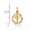 10k Solid Flat-Backed Cross in Circle for Eternal Life Charm-10C296