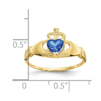 10k CZ September Birthstone Claddagh Heart Ring-10D1800