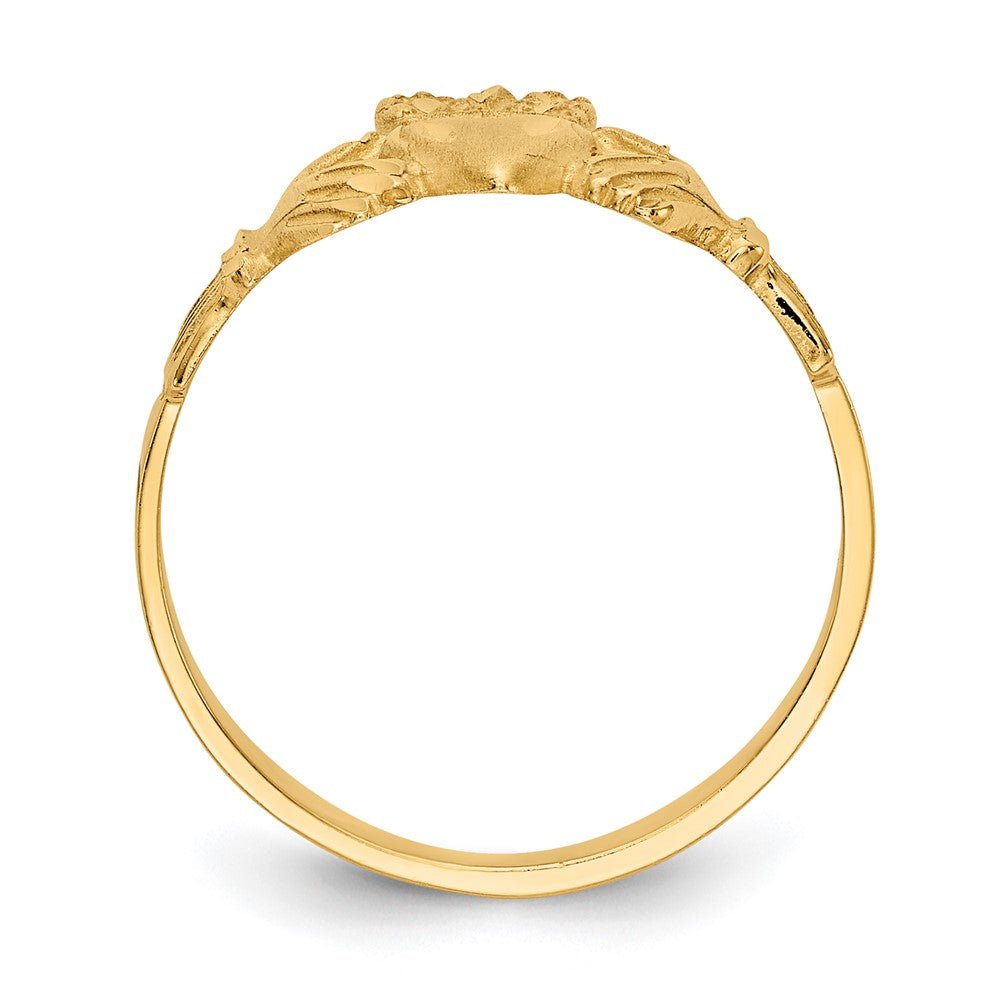 10K Satin & Diamond-cut Claddagh Ring-10D3816