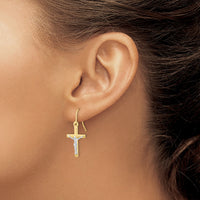 10k Two-tone Polished Crucifix Earrings-10ER298