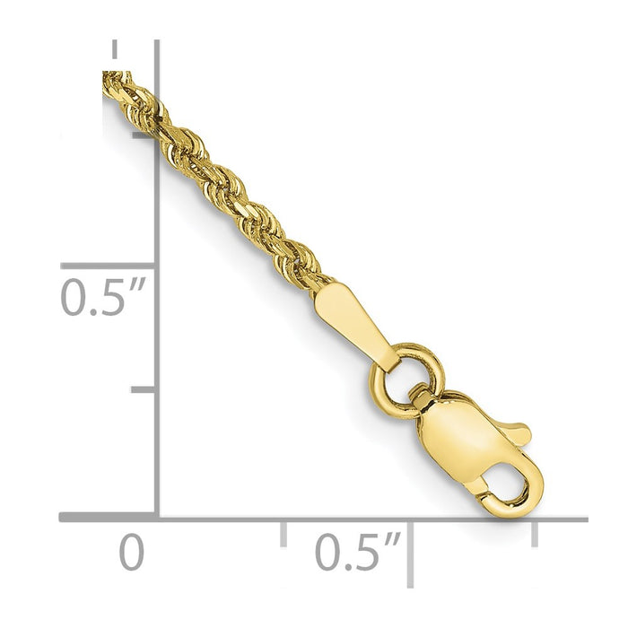 10k 1.75mm Diamond-cut Rope Chain Anklet-10K014-10