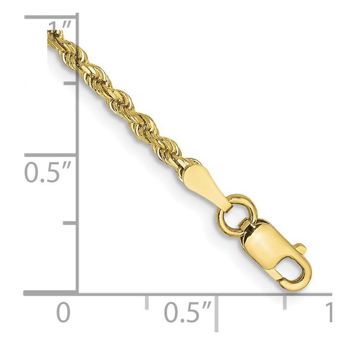 10k 2mm Diamond-cut Rope Chain Anklet-10K016-10