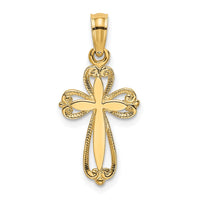 10K Polished and Cut-Out Engraved Cross Charm-10K8350