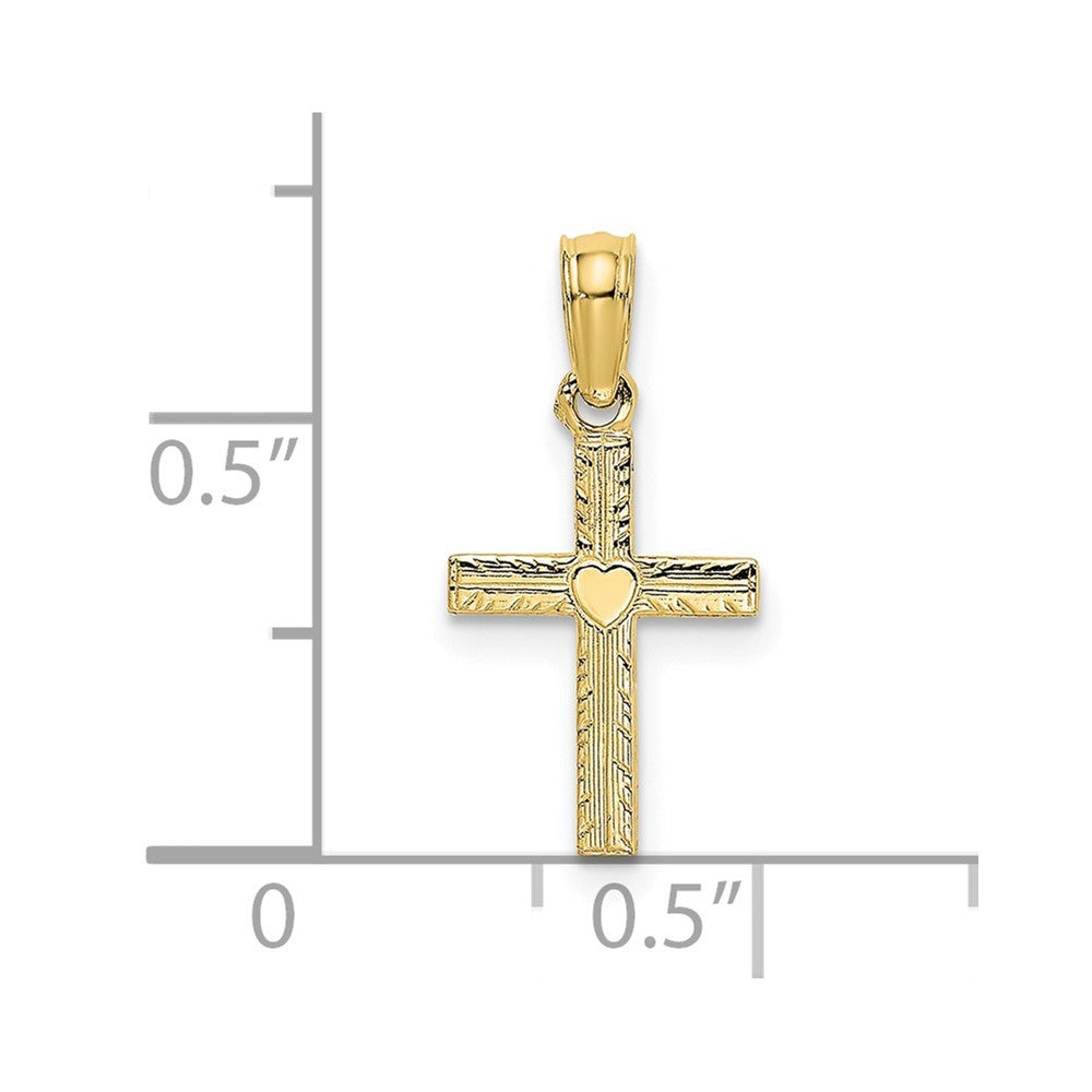 10K Polished Mini Cross w/ Heart Charm-10K8367