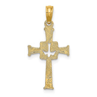 10K Polished and Engraved Cross and Dove Charm-10K8368