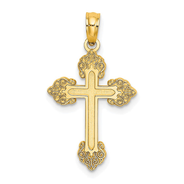 10K Polished and Textured Fancy Cross Charm-10K8420