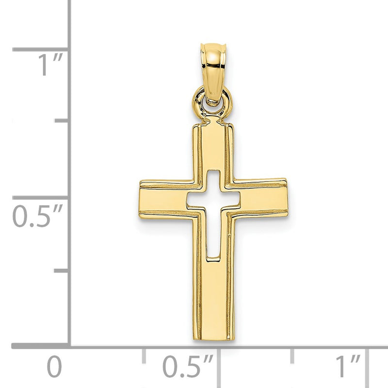 10K Polished and Cut-Out Cross Charm-10K8517
