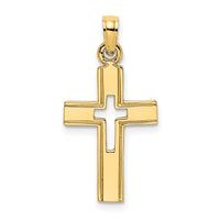 10K Polished and Cut-Out Cross Charm-10K8517