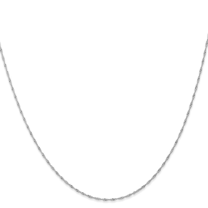 14K White Gold 20 inch Carded 1mm Singapore with Spring Ring Clasp Chain-10SW-20