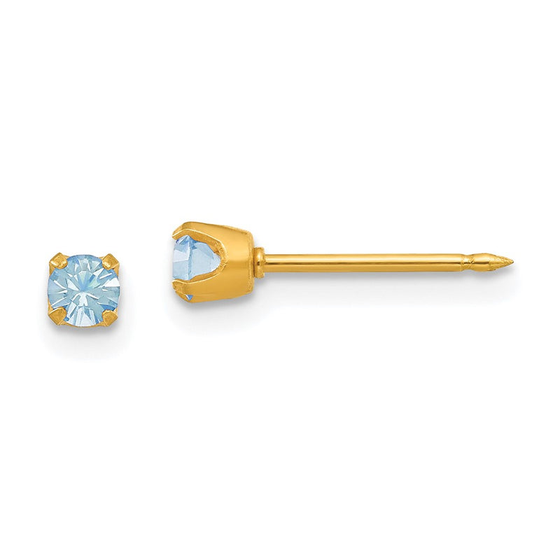 Inverness 14k 3mm March Crystal Birthstone Post Earrings-95E