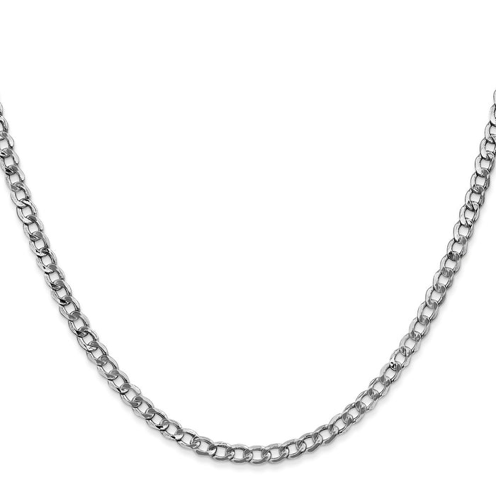 14K White Gold 18 inch 3.35mm Semi-Solid Curb with Lobster Clasp Chain-BC103-18