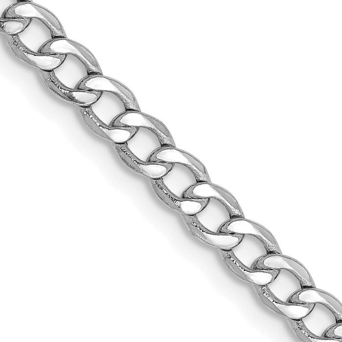 14K White Gold 18 inch 3.35mm Semi-Solid Curb with Lobster Clasp Chain-BC103-18