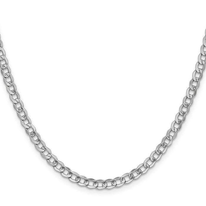14K White Gold 26 inch 4.3mm Semi-Solid Curb with Lobster Clasp Chain-BC104-26
