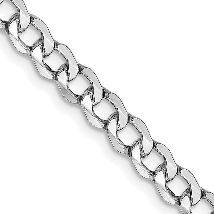 14K White Gold 16 inch 4.3mm Semi-Solid Curb with Lobster Clasp Chain-BC104-16