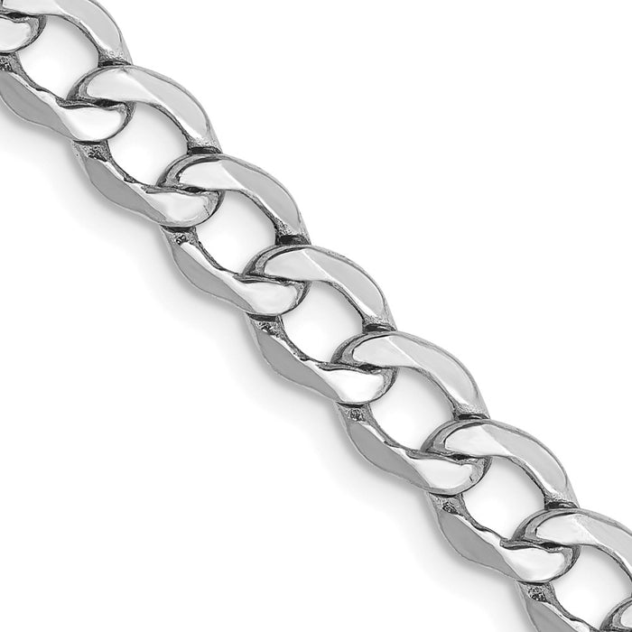 14K White Gold 26 inch 5.25mm Semi-Solid Curb with Lobster Clasp Chain-BC105-26