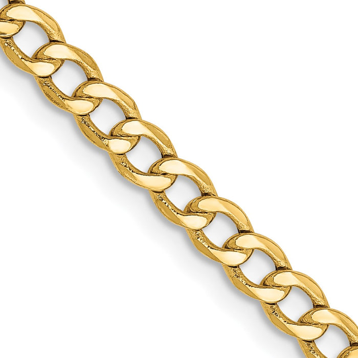 14K 18 inch 3.35mm Semi-Solid Curb with Lobster Clasp Chain-BC106-18