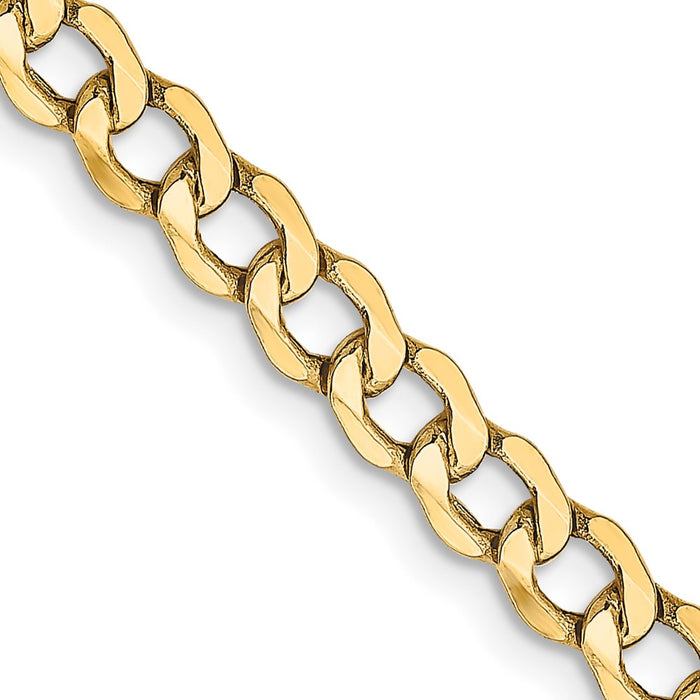 14K 24 inch 4.3mm Semi-Solid Curb with Lobster Clasp Chain-BC107-24