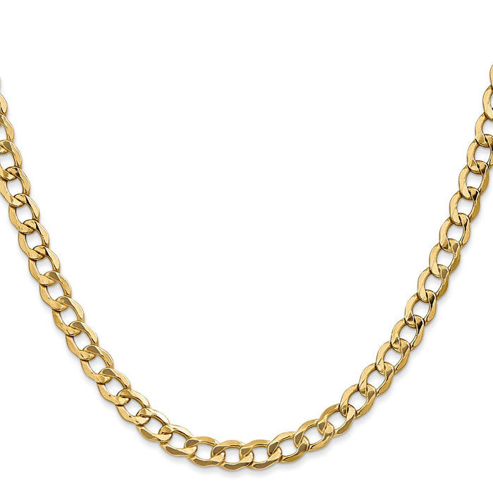 14K 24 inch 5.25mm Semi-Solid Curb with Lobster Clasp Chain-BC108-24