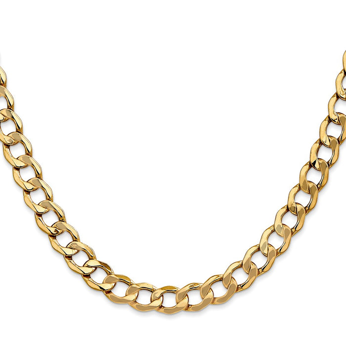 14K 18 inch 7mm Semi-Solid Curb with Lobster Clasp Chain-BC110-18