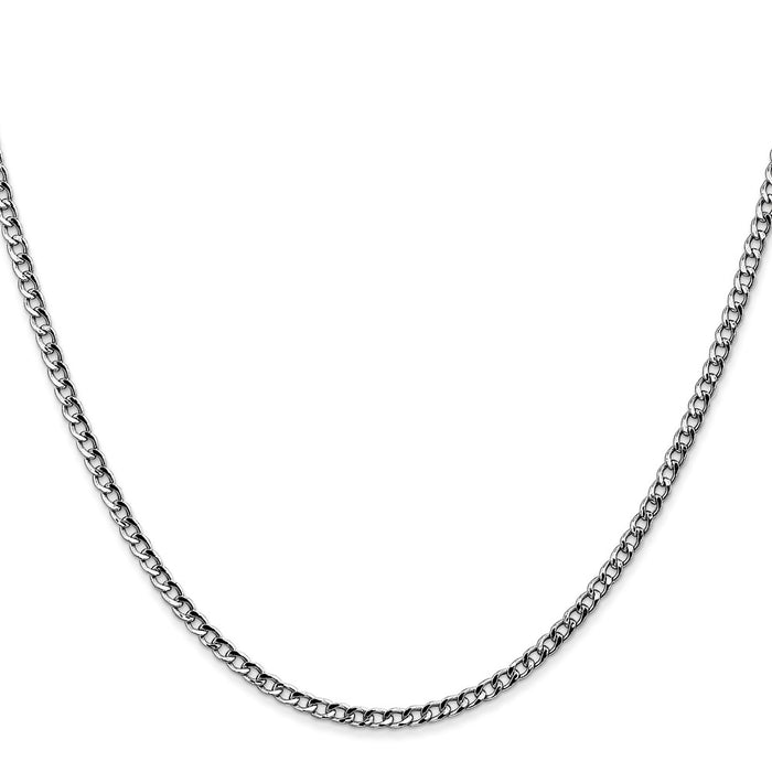 14K White Gold 18 inch 2.5mm Semi-Solid Curb with Lobster Clasp Chain-BC123-18