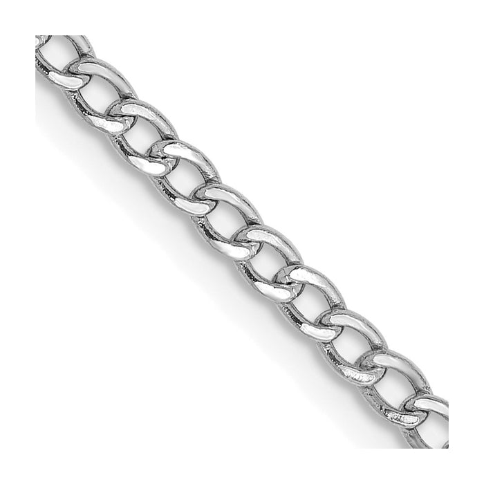14K White Gold 18 inch 2.5mm Semi-Solid Curb with Lobster Clasp Chain-BC123-18