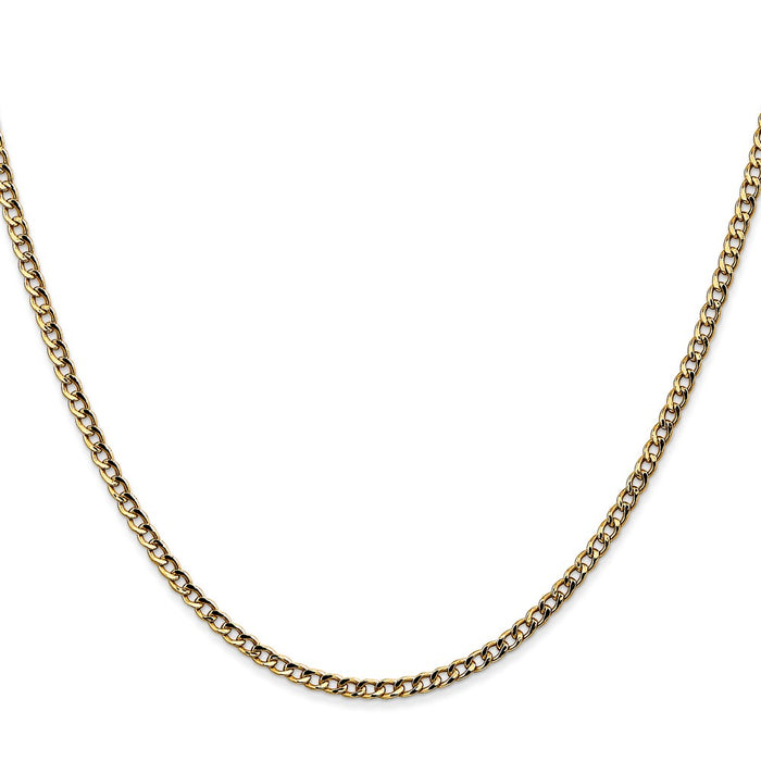 14K 16 inch 2.5mm Semi-Solid Curb with Lobster Clasp Chain-BC124-16