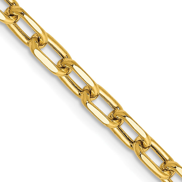 14K  26 inch 3.7mm Semi-Solid Diamond-cut Open Link Cable with Lobster Clasp Chain-BC187-26