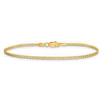 14K 9 inch 1.85mm Semi-Solid Curb with Lobster Clasp Anklet-BC193-9