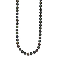 14k 5-6mm Black Near Round Freshwater Cultured Pearl Necklace-BPN050-24