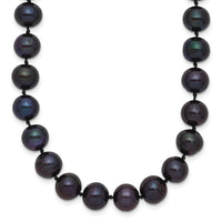 14k 7-8mm Black Near Round Freshwater Cultured Pearl Necklace-BPN070-18