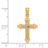 14k w/Rhodium Budded Cross Pendant-C3613