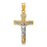 14K Two-tone Diamond-cut Lattice Cross w/Crucifix Pendant-C4348